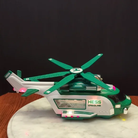2012 Hess Green and White Helicopter and Rescue Toy - Picture 4 of 14